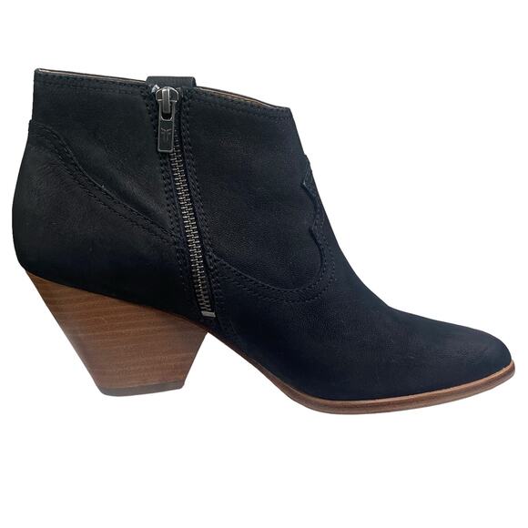 Frye Women’s Reina Black Leather Block Heel Ankle Boot Size US 8.5 - Picture 4 of 11